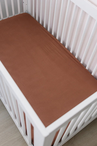 Rust Bamboo Stretch Crib Sheet - Tenth &amp; Pine - 