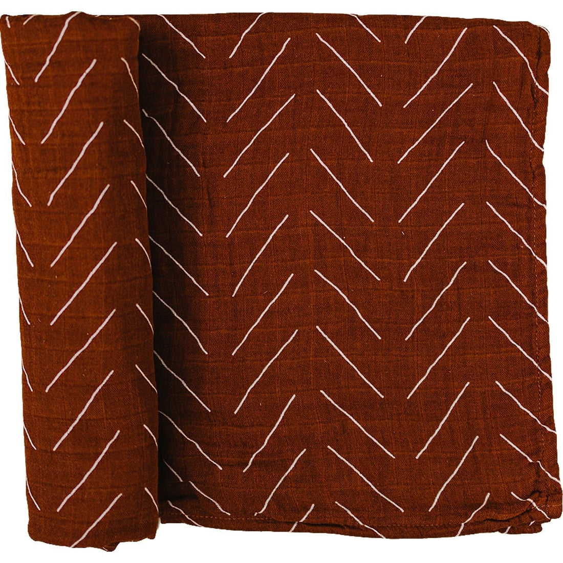 Rust Mudcloth Muslin Swaddle Blanket - Tenth &amp; Pine - 