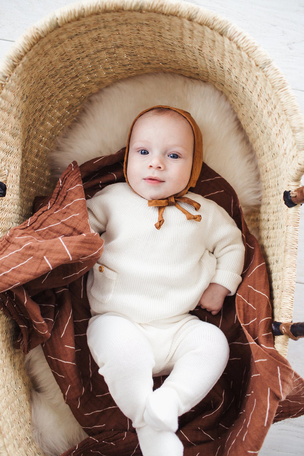 Rust Mudcloth Muslin Swaddle Blanket - Tenth &amp; Pine - 