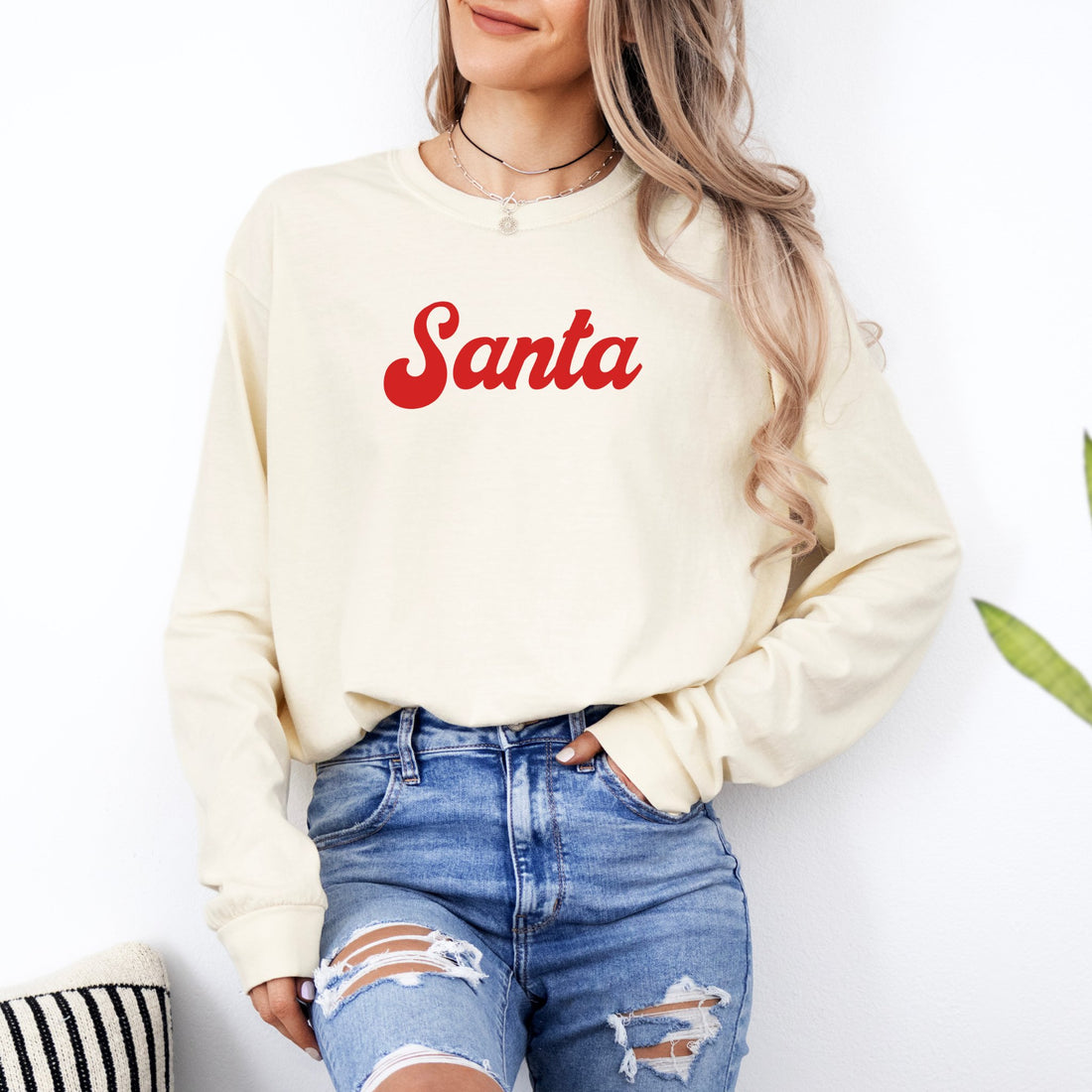 Santa T-shirt | Adult Long Sleeve Tee - Tenth &amp; Pine - Long - sleeve