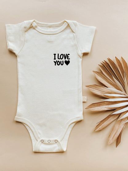 Short Sleeve Bodysuit | I Love You Heart | Organic Cotton - Tenth &amp; Pine - Short Sleeve Bodysuit