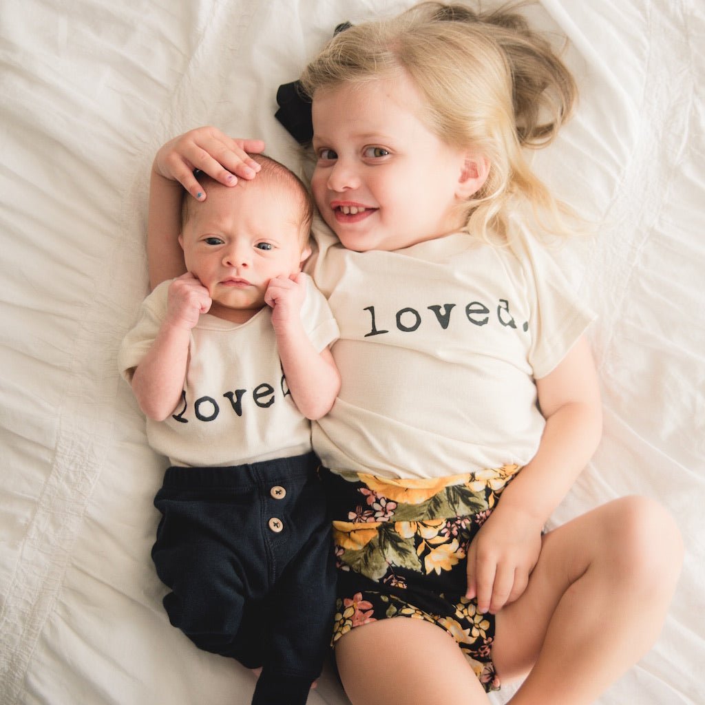 Short Sleeve Bodysuit | Loved. | Organic Cotton - Tenth & Pine - Short Sleeve Onesie - 0 - 3M