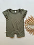 Short Sleeve Snap Romper | Army Green | Luxury Bamboo - Tenth & Pine - BAMBOO ROMPER