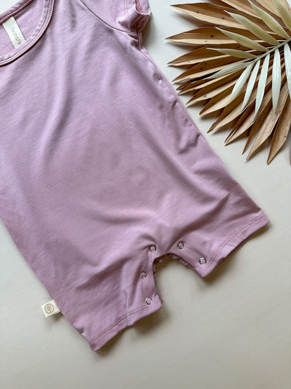 Short Sleeve Snap Romper | Dusty Pink | Luxury Bamboo - Tenth &amp; Pine - BAMBOO ROMPER