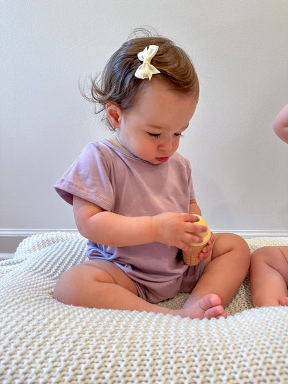 Short Sleeve Snap Romper | Dusty Purple | Luxury Bamboo - Tenth &amp; Pine - BAMBOO ROMPER