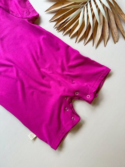 Short Sleeve Snap Romper | Fuchsia | Luxury Bamboo - Tenth &amp; Pine - BAMBOO ROMPER - 0 - 3M