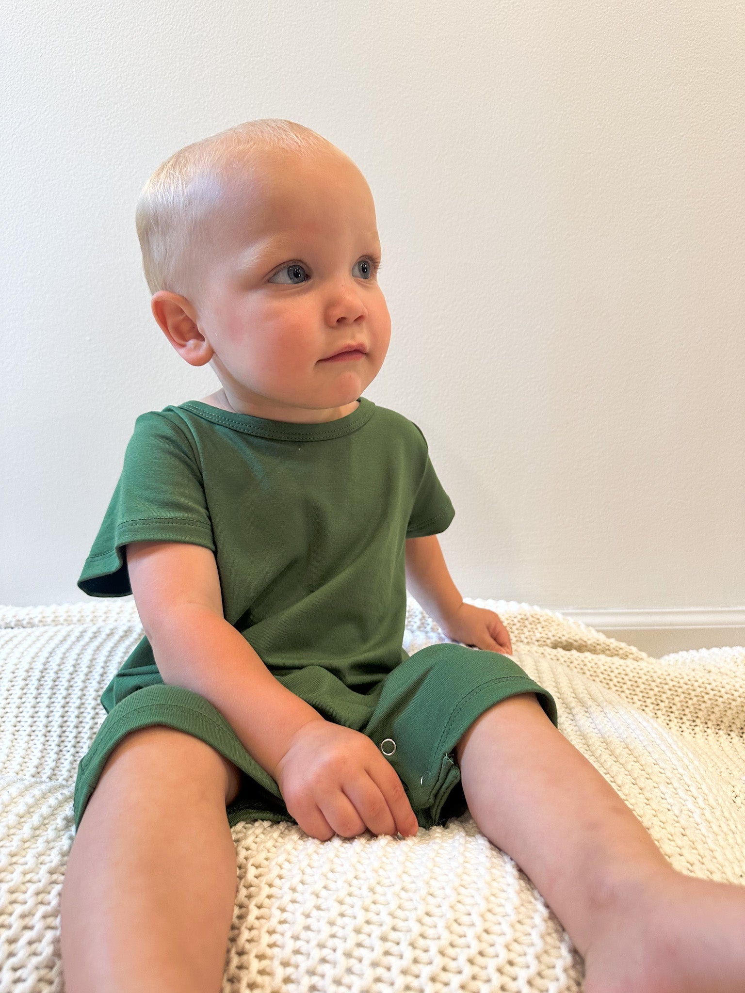 Short Sleeve Snap Romper | Green | Luxury Bamboo - Tenth &amp; Pine - BAMBOO ROMPER