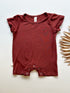 Short Sleeve Snap Romper | Maroon | Luxury Bamboo - Tenth & Pine - BAMBOO ROMPER