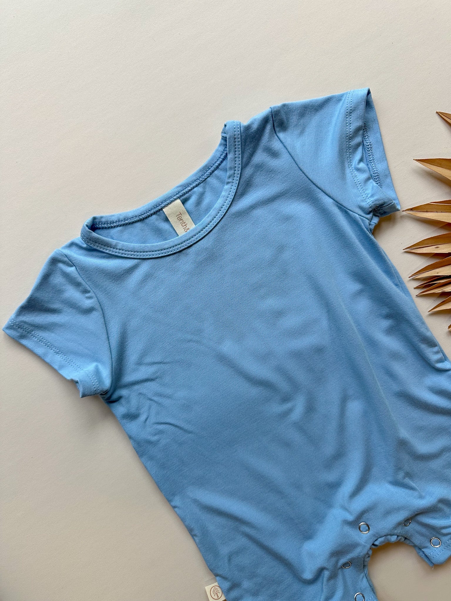 Short Sleeve Snap Romper | Ocean | Luxury Bamboo - Tenth & Pine - BAMBOO ROMPER - 0 - 3M