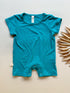 Short Sleeve Snap Romper | Turquoise | Luxury Bamboo - Tenth & Pine - BAMBOO ROMPER