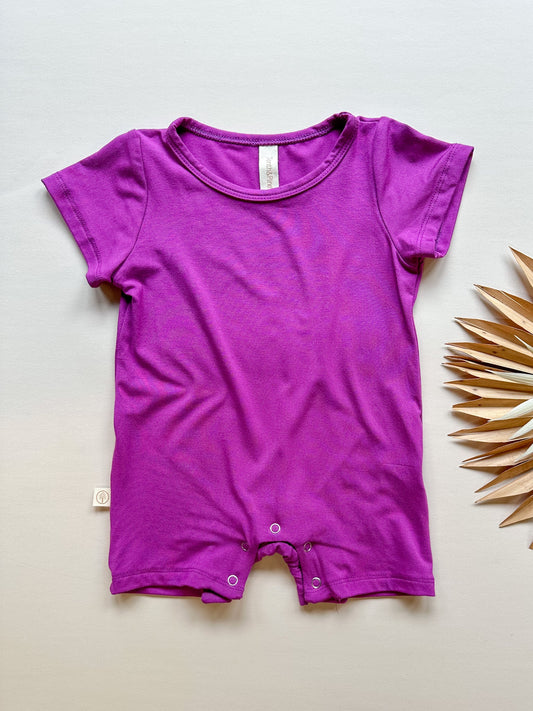 Short Sleeve Snap Romper | Violet | Luxury Bamboo - Tenth & Pine - BAMBOO ROMPER - 0 - 3M