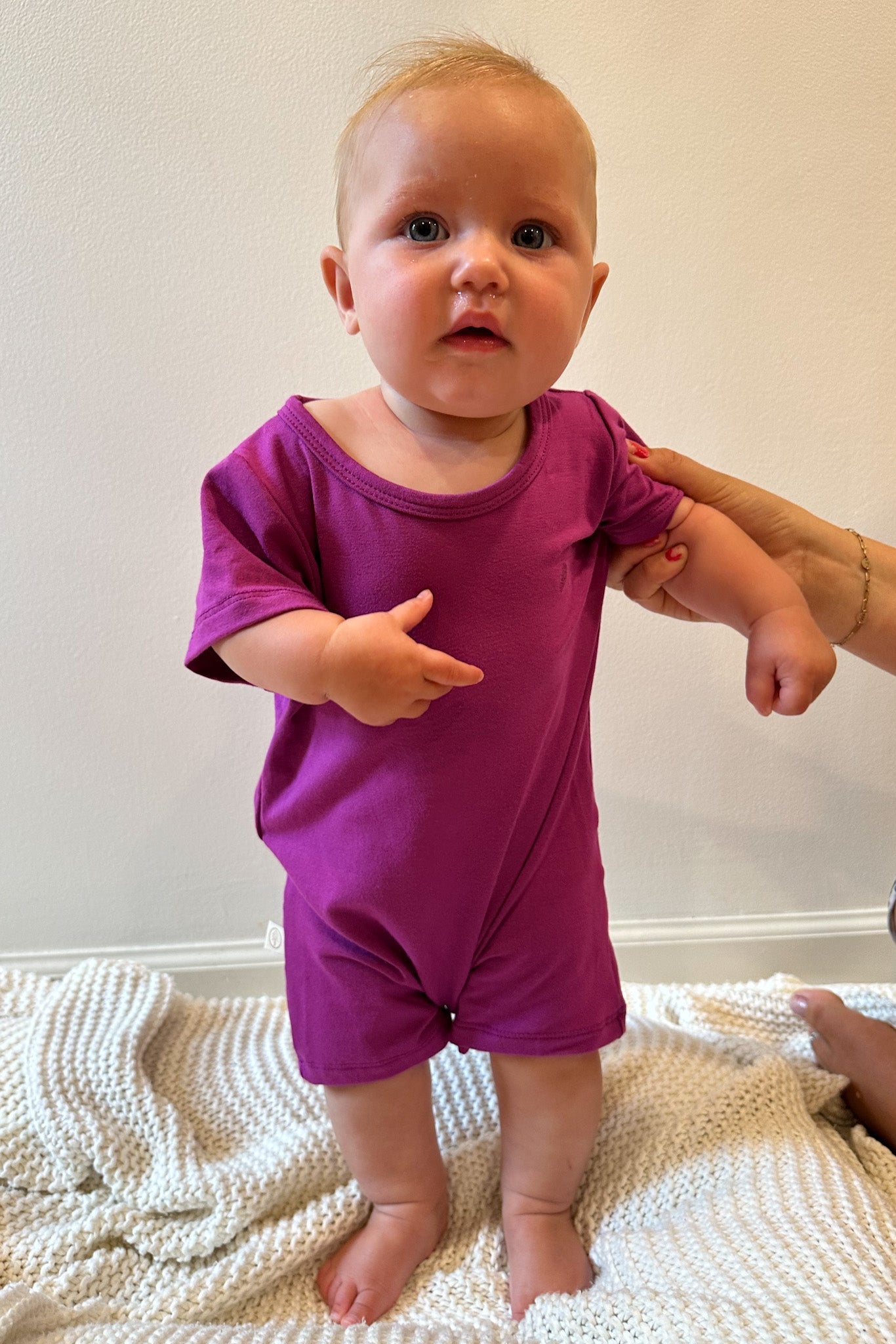 Short Sleeve Snap Romper | Violet | Luxury Bamboo - Tenth &amp; Pine - BAMBOO ROMPER