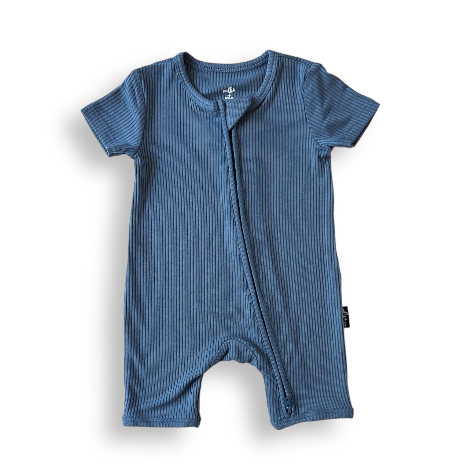 SHORTIE ZIP ROMPER - Arctic Ribbed - Tenth & Pine - shortie zip rompers - rib - 0/3m