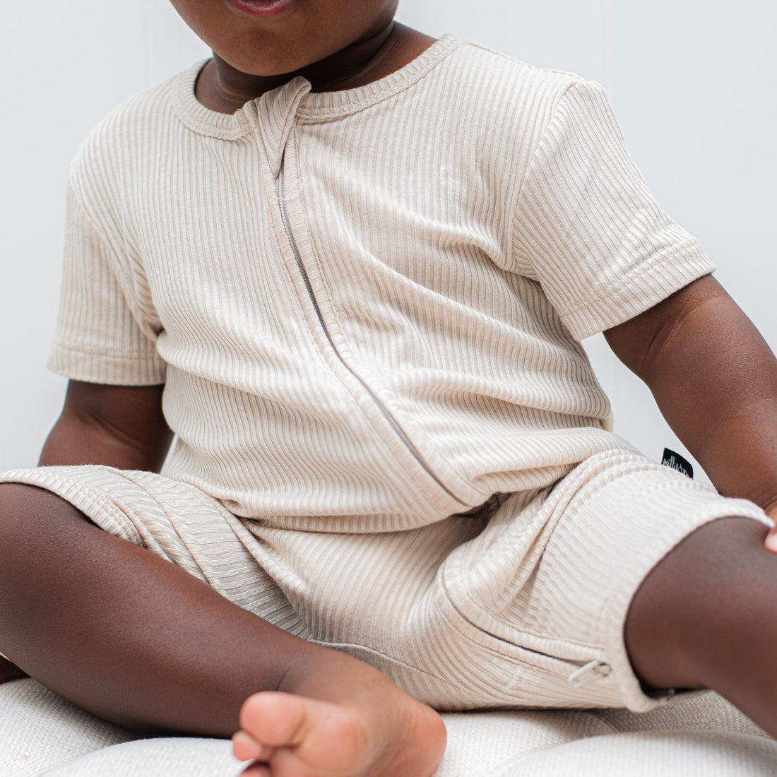 SHORTIE ZIP ROMPER - Clay Ribbed - Tenth &amp; Pine - shortie zip rompers - rib - 0/3m
