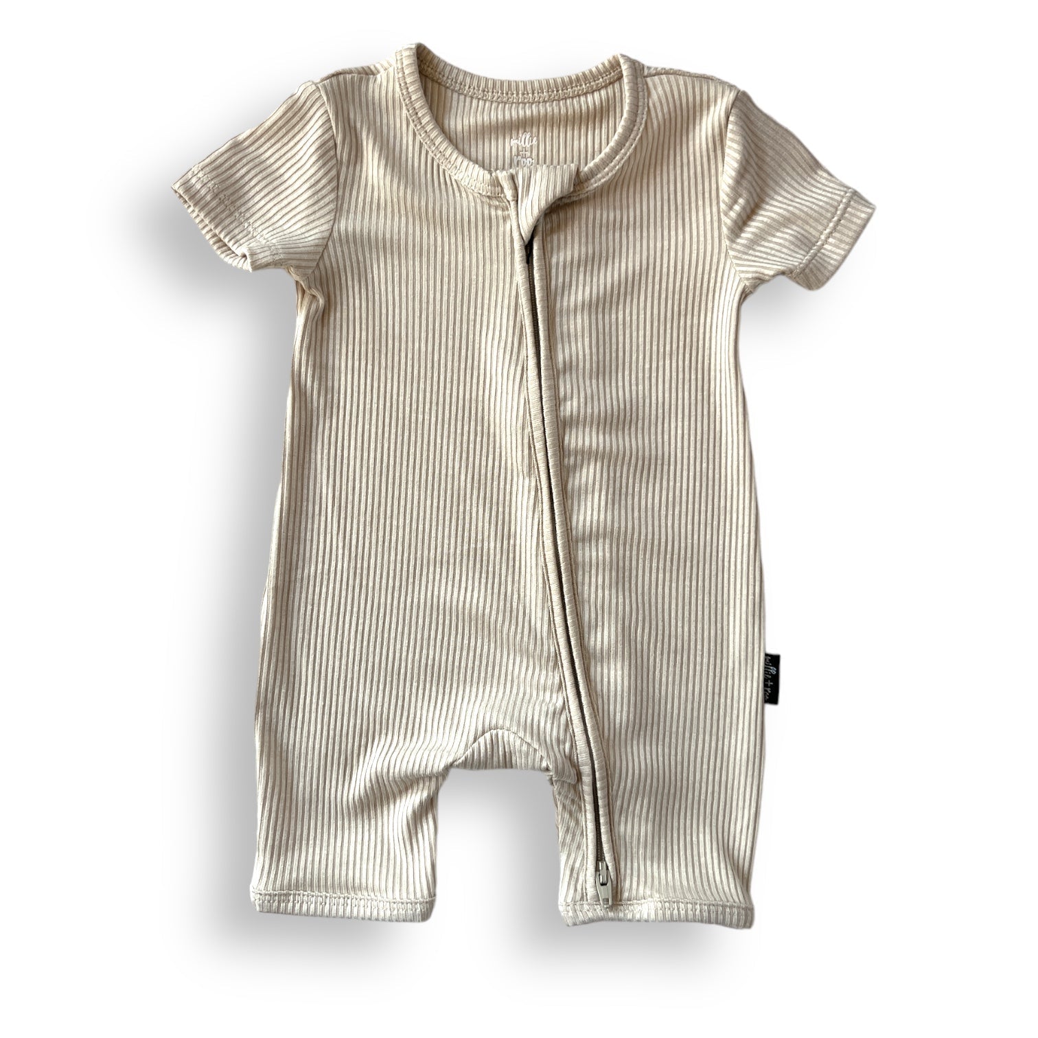 SHORTIE ZIP ROMPER - Clay Ribbed - Tenth & Pine - shortie zip rompers - rib - 0/3m