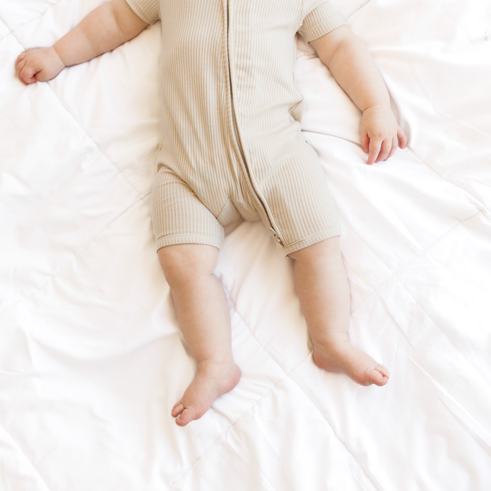 SHORTIE ZIP ROMPER - Clay Ribbed - Tenth &amp; Pine - shortie zip rompers - rib - 0/3m