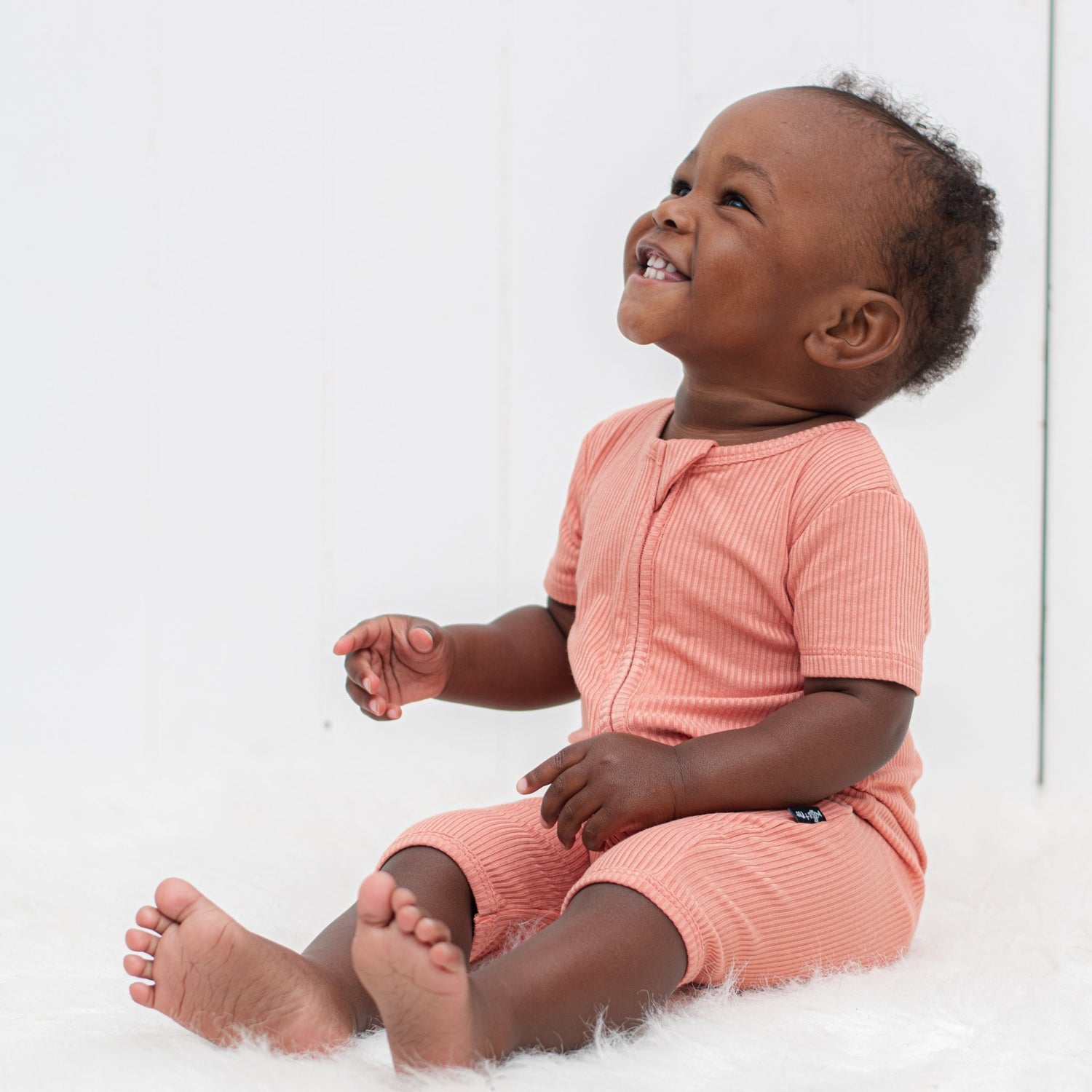 SHORTIE ZIP ROMPER - Red Rock Ribbed - Tenth &amp; Pine - shortie zip rompers - rib - 0/3m