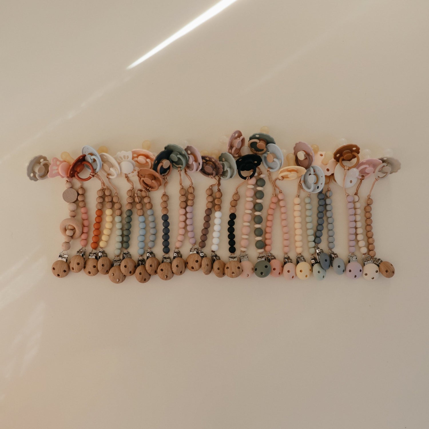 Silicone Pacifier Clip | Luna - Tenth &amp; Pine - Pacifier Clip - Faux Wood