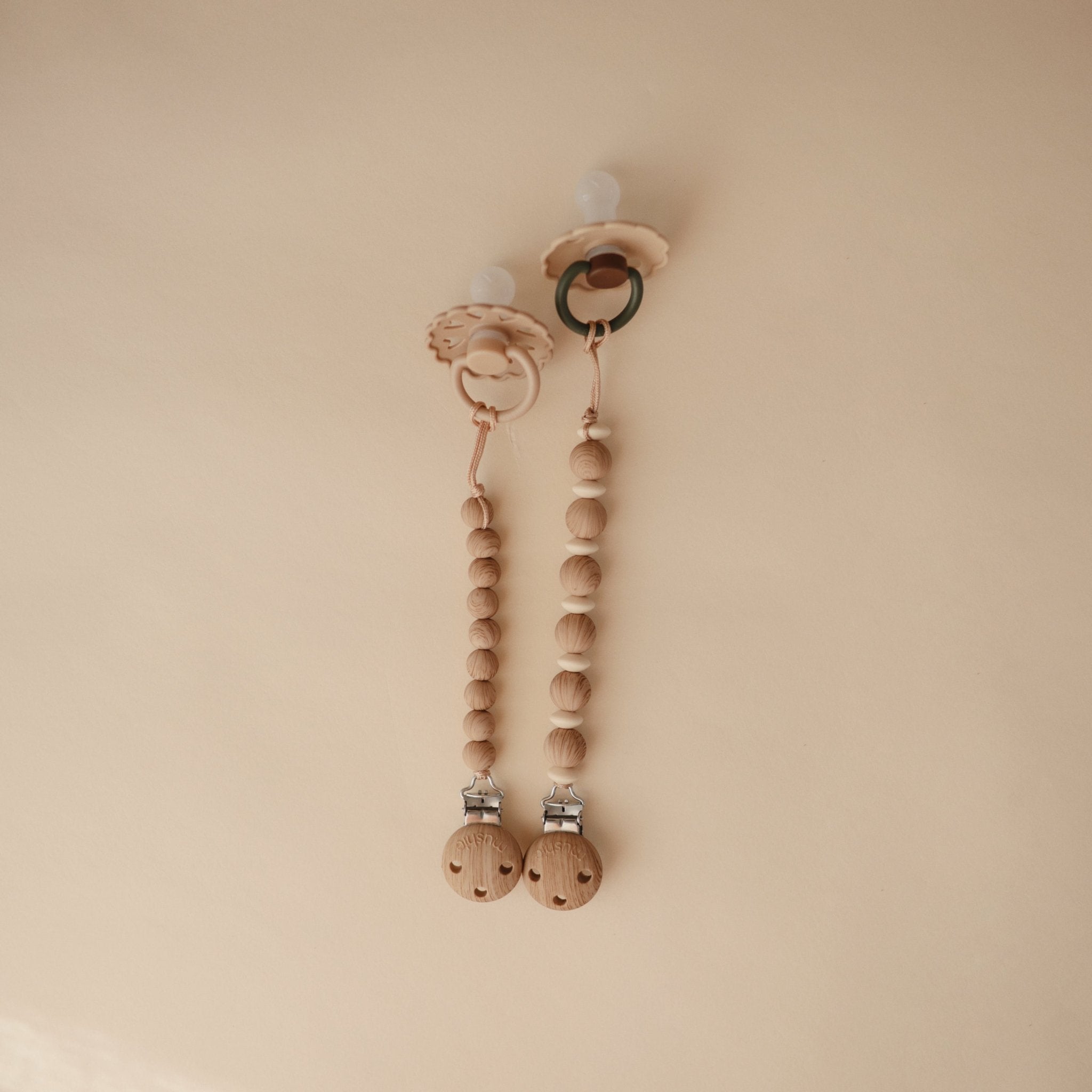 Silicone Pacifier Clip | Luna - Tenth &amp; Pine - Pacifier Clip - Faux Wood