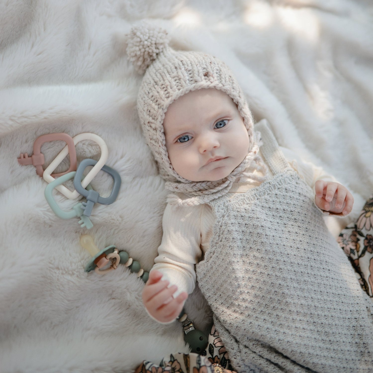 Silicone Pacifier Clip | Luna - Tenth &amp; Pine - Pacifier Clip - Faux Wood