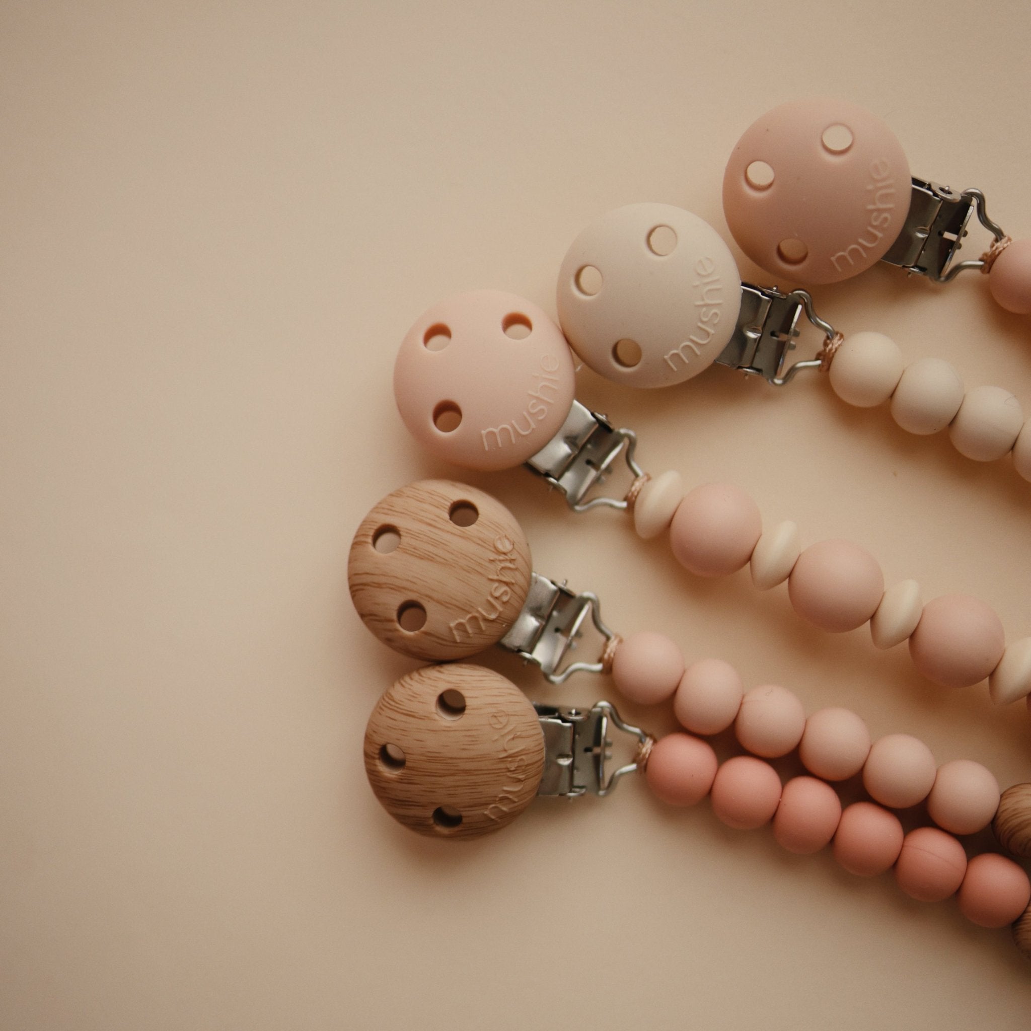 Silicone Pacifier Clip | Luna - Tenth &amp; Pine - Pacifier Clip - Faux Wood