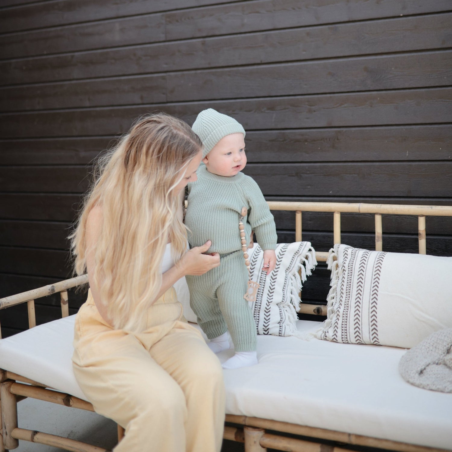 Silicone Pacifier Clip | Luna - Tenth &amp; Pine - Pacifier Clip - Faux Wood