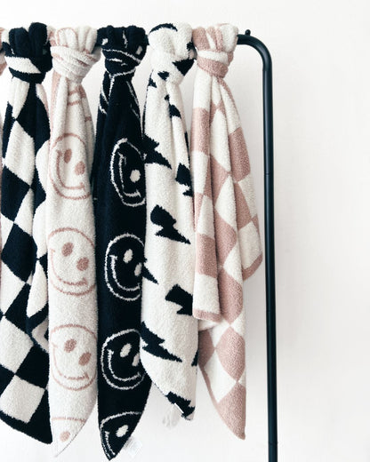 Smiley Fuzzy Blanket | Latte - Tenth &amp; Pine - Plush Blanket - 