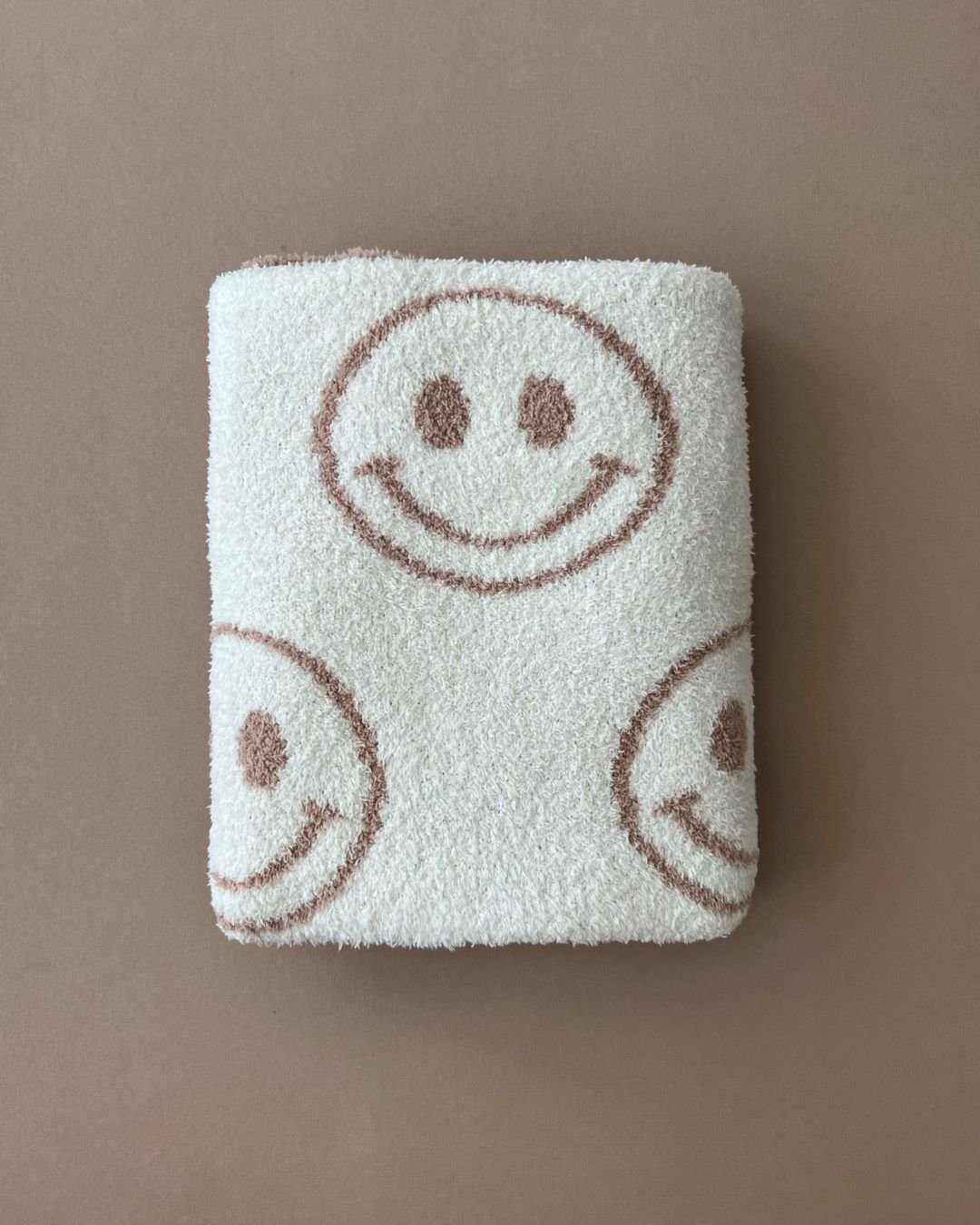 Smiley Fuzzy Blanket | Latte - Tenth &amp; Pine - Plush Blanket - 