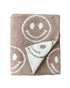 Smiley Fuzzy Blanket | Latte - Tenth & Pine - Plush Blanket - 