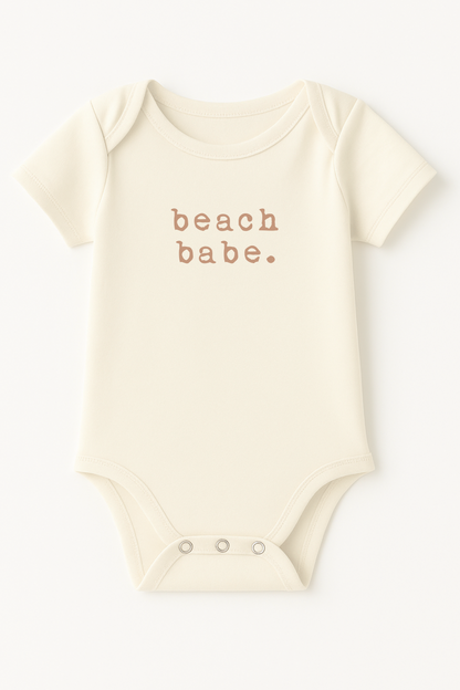 Beach Babe Clay Organic Cotton Short Sleeve Baby Bodysuit