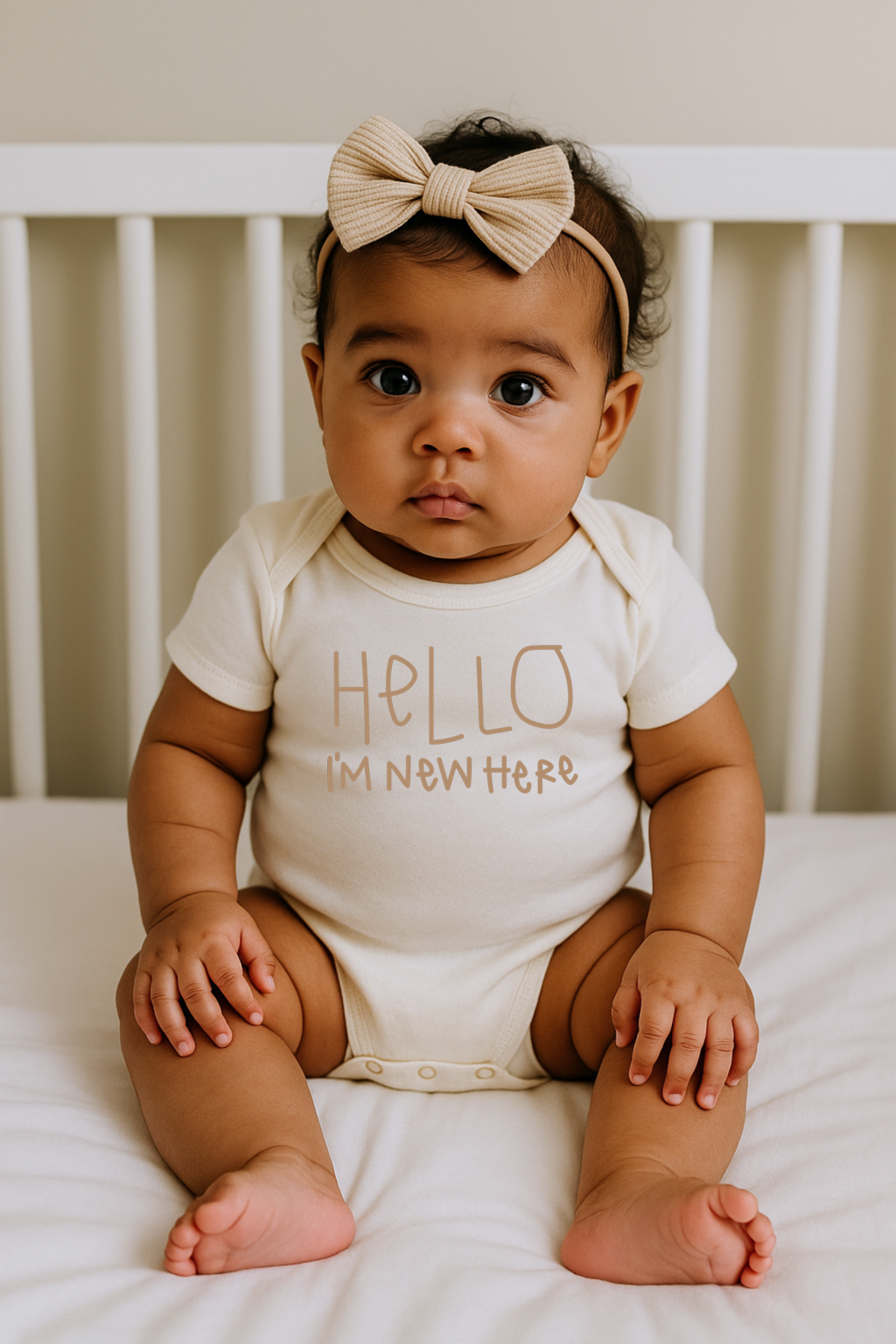 Hello I'm New Here Clay Organic Cotton Baby Bodysuit Short Sleeve