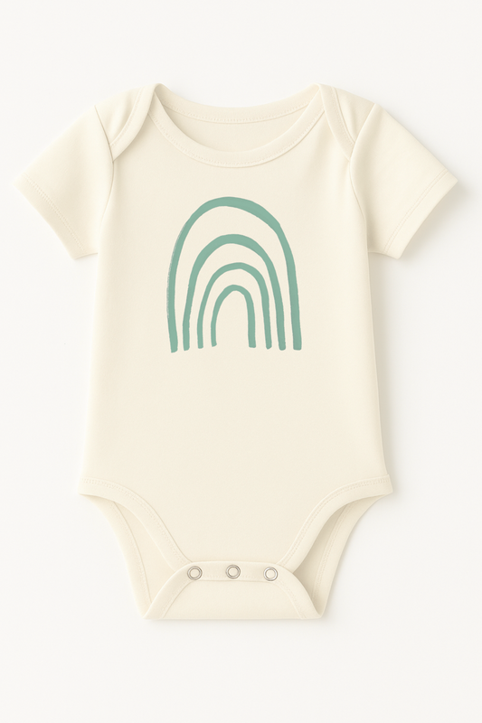 Rainbow Seafoam Organic Cotton Baby Bodysuit Short Sleeve