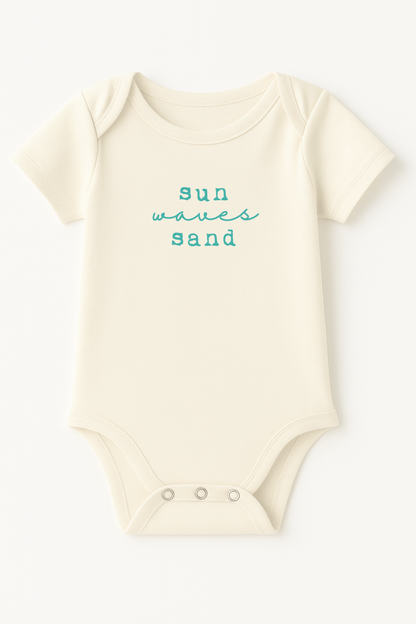Sun Waves Sand Seafoam Organic Cotton Short Sleeve Baby Bodysuit