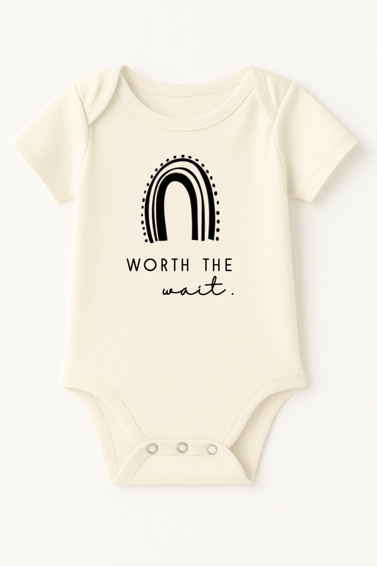Worth the Wait Organic Cotton Baby Bodysuit Short Sleeve