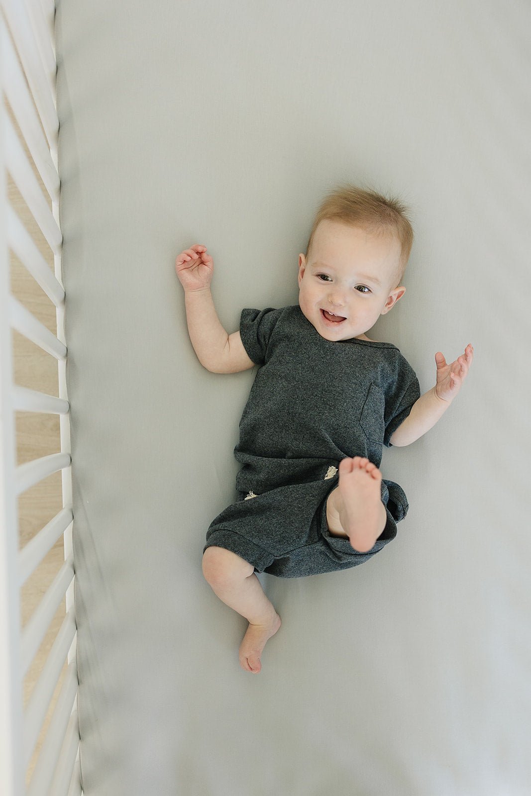 Stone Bamboo Stretch Crib Sheet - Tenth &amp; Pine - 