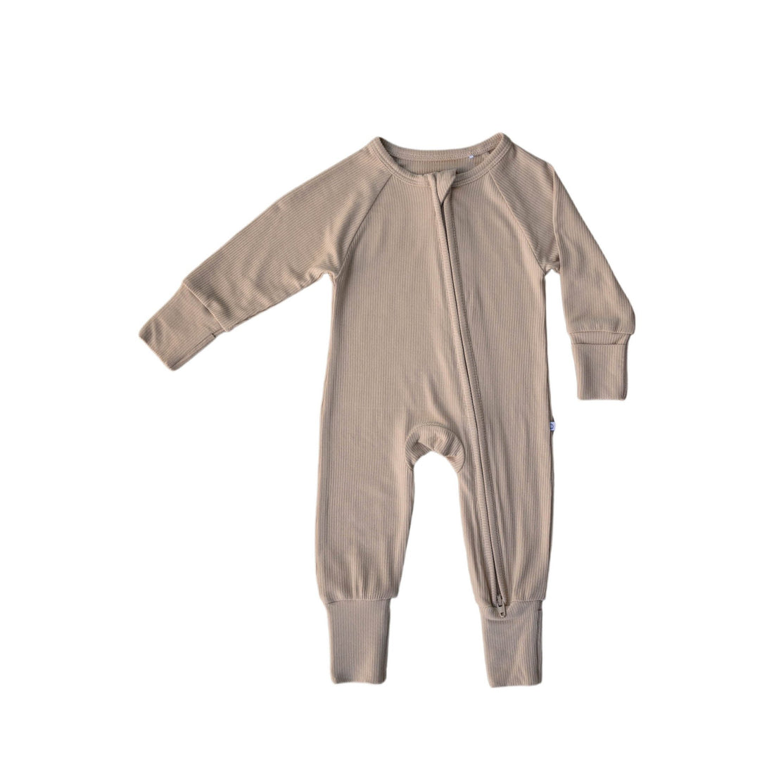 Tan Ribbed | Bamboo Zip Romper - Tenth &amp; Pine - Apparel - Newborn