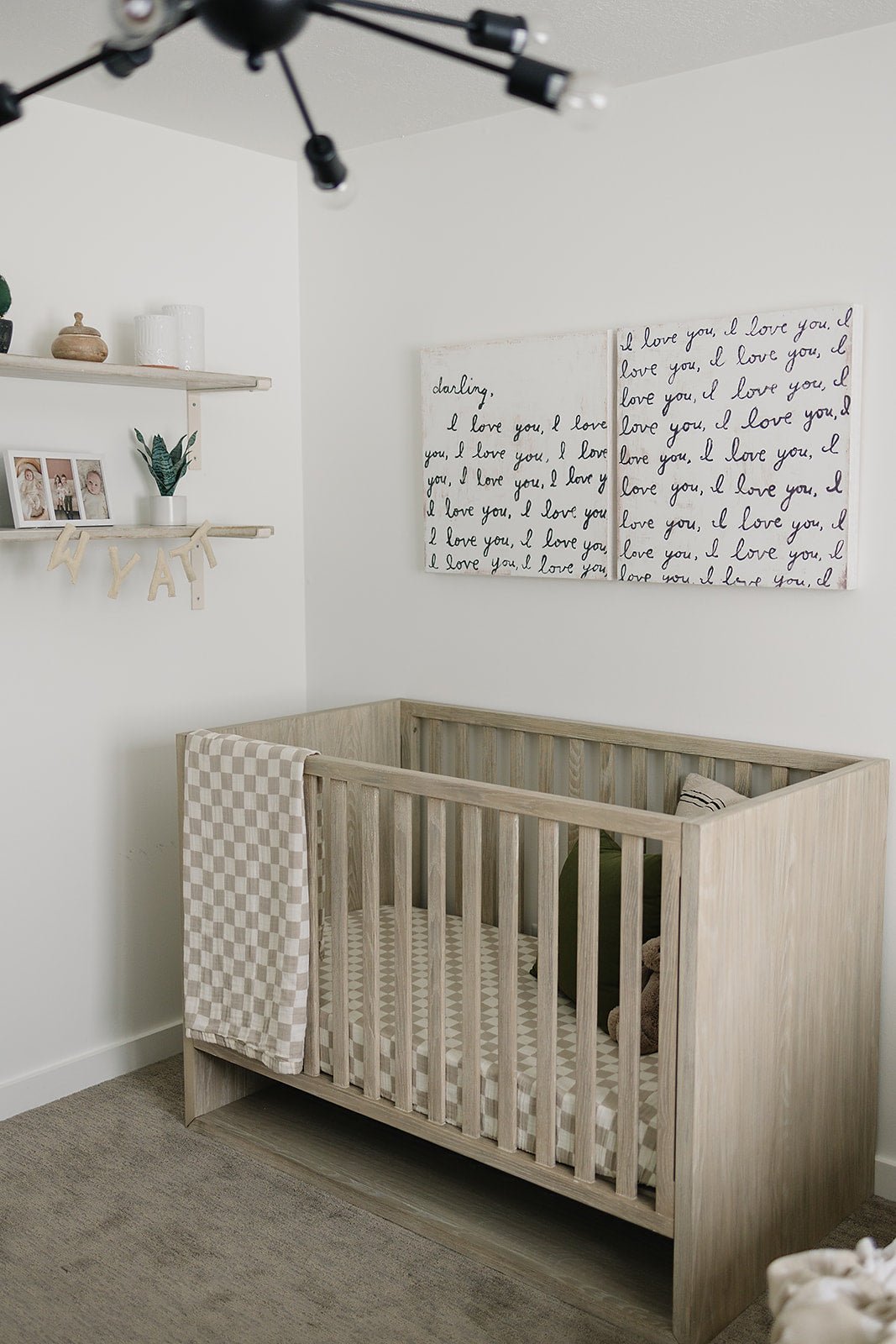 Taupe Checkered Muslin Crib Sheet - Tenth &amp; Pine - 