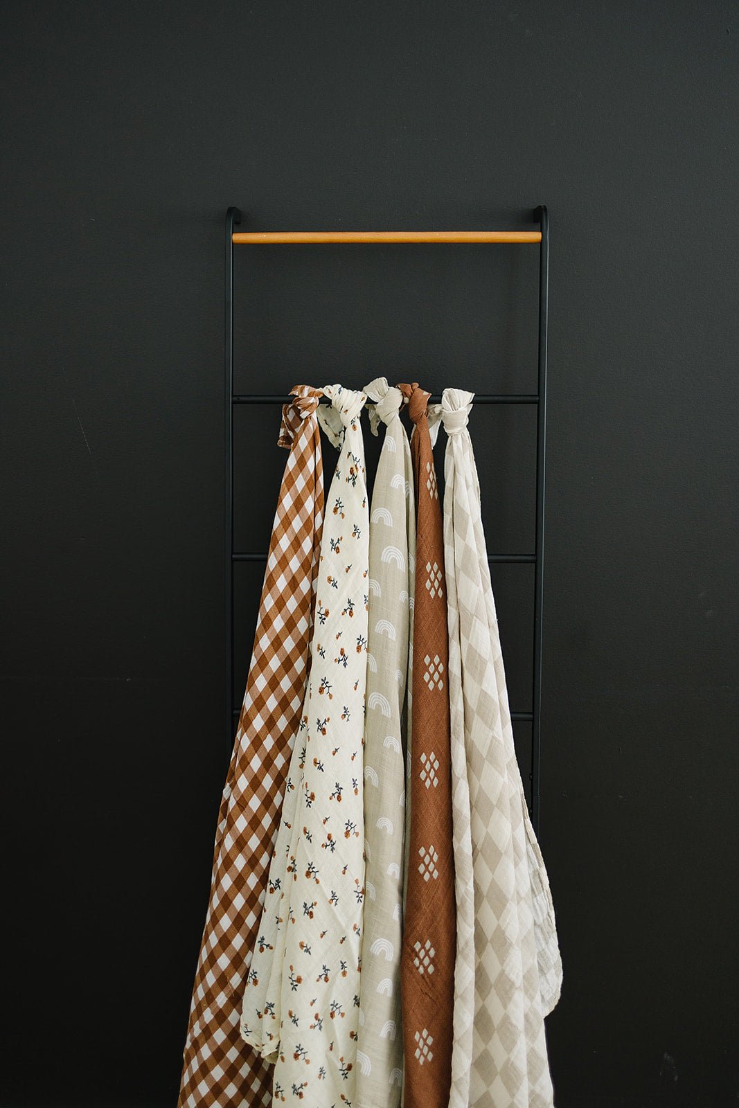 Taupe Checkered Muslin Swaddle Blanket - Tenth &amp; Pine - 