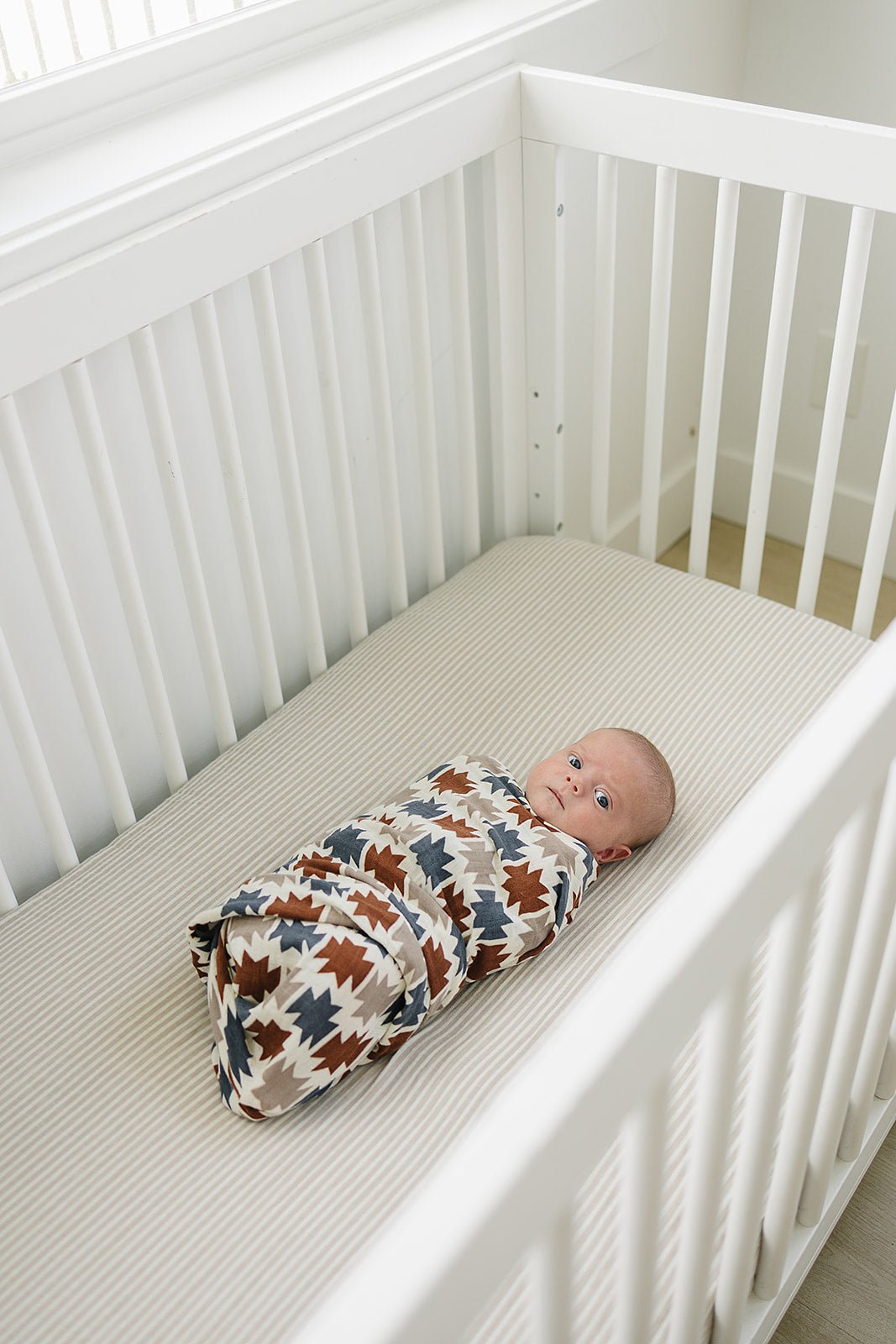 Taupe Stripe Muslin Crib Sheet - Tenth & Pine - 