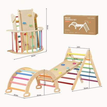 Tiny Land® 7 - in - 1 Rainbow Climbing Set - Tenth &amp; Pine - climbing set - 