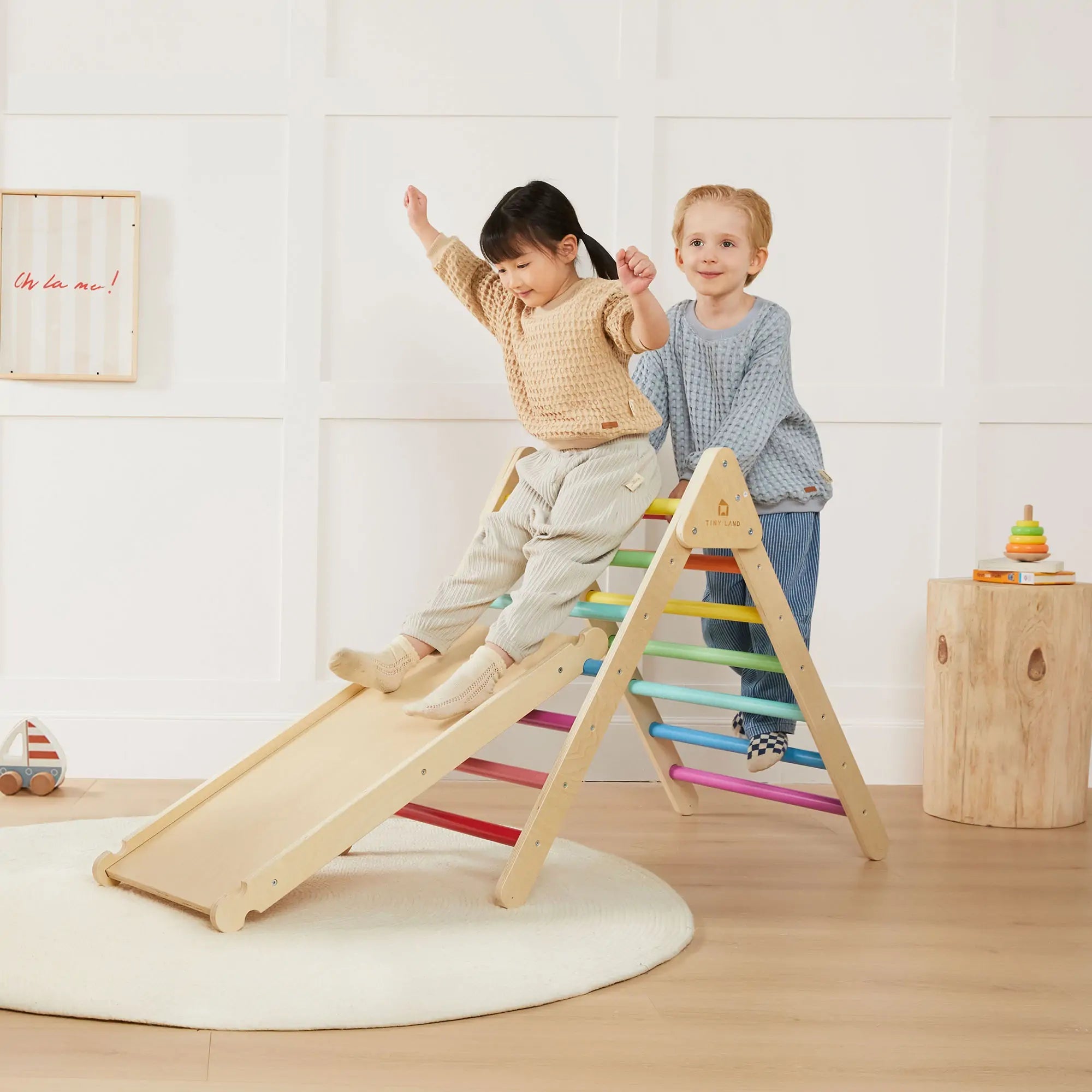 Tiny Land® 7 - in - 1 Rainbow Climbing Set - Tenth &amp; Pine - climbing set - 