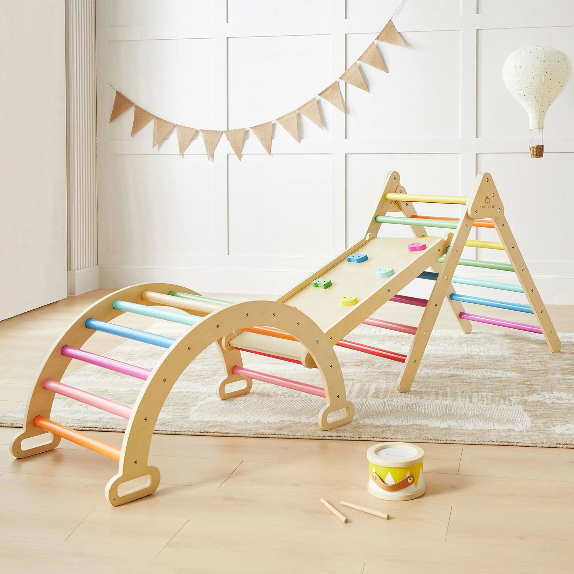 Tiny Land® 7 - in - 1 Rainbow Climbing Set - Tenth &amp; Pine - climbing set - 