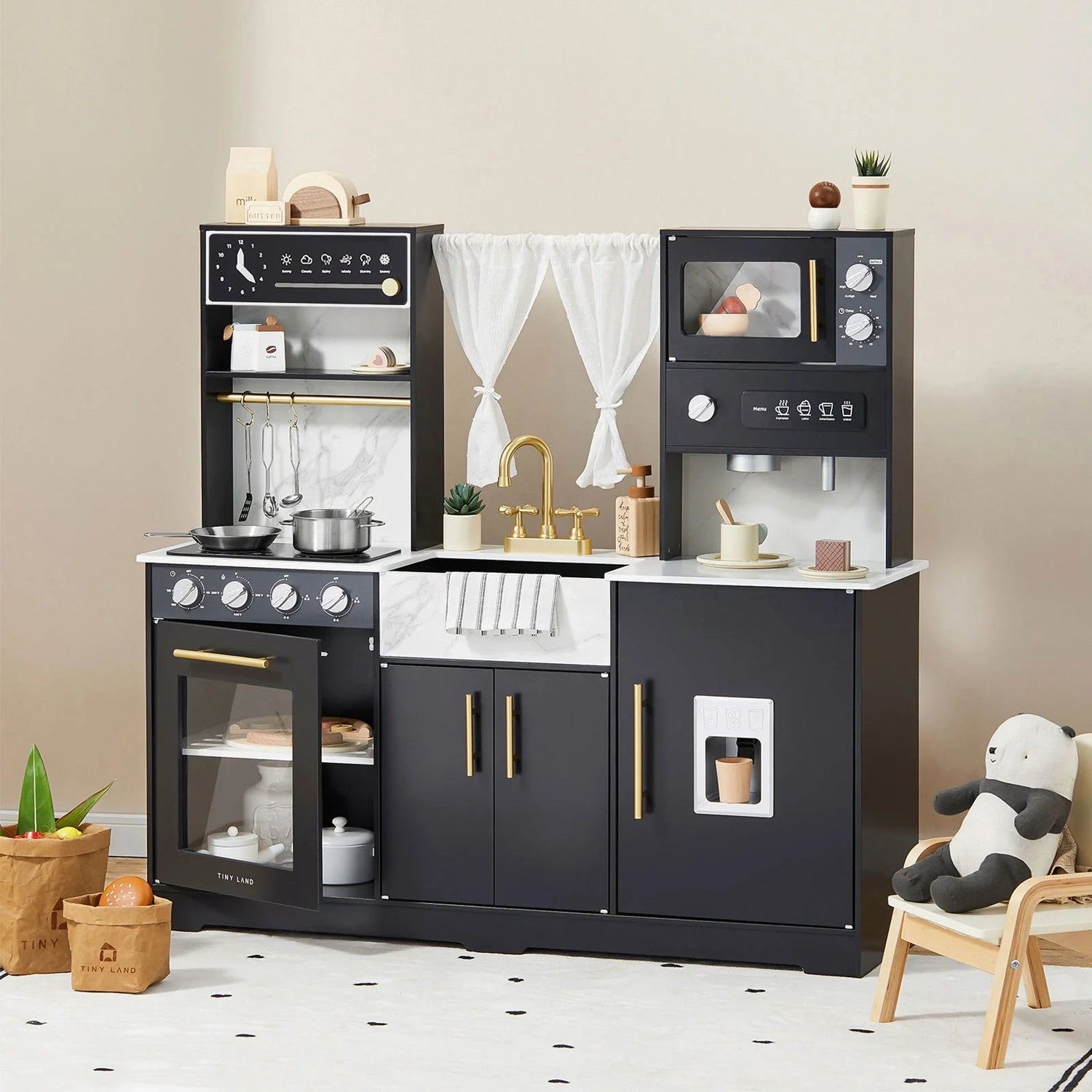 Tiny Land® Iconic Kitchen - Black - Tenth &amp; Pine - Toy - 