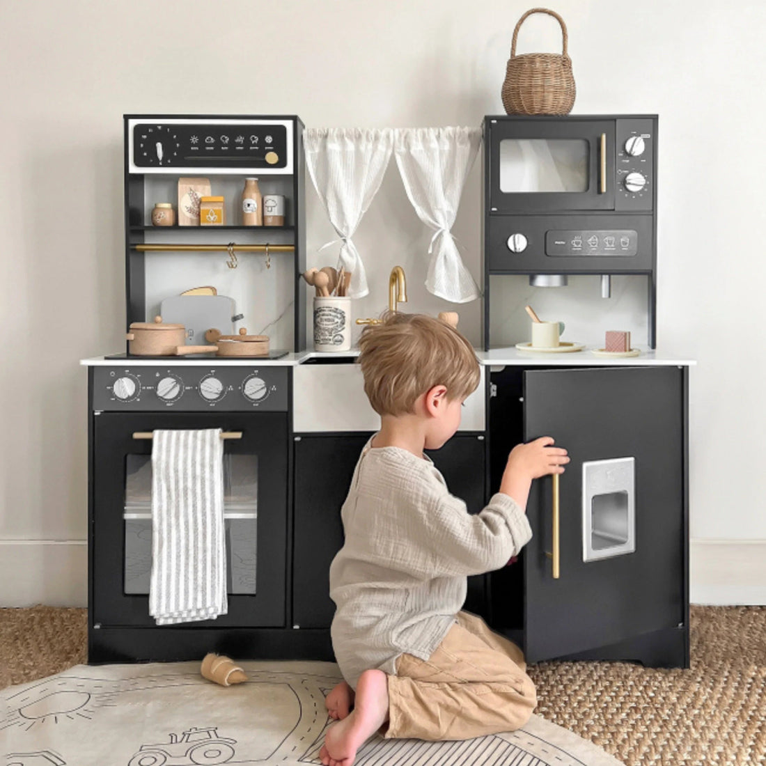 Tiny Land® Iconic Kitchen - Black - Tenth &amp; Pine - Toy - 