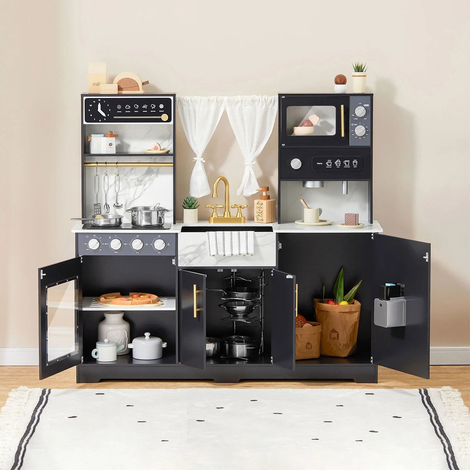 Tiny Land® Iconic Kitchen - Black - Tenth &amp; Pine - Toy - 