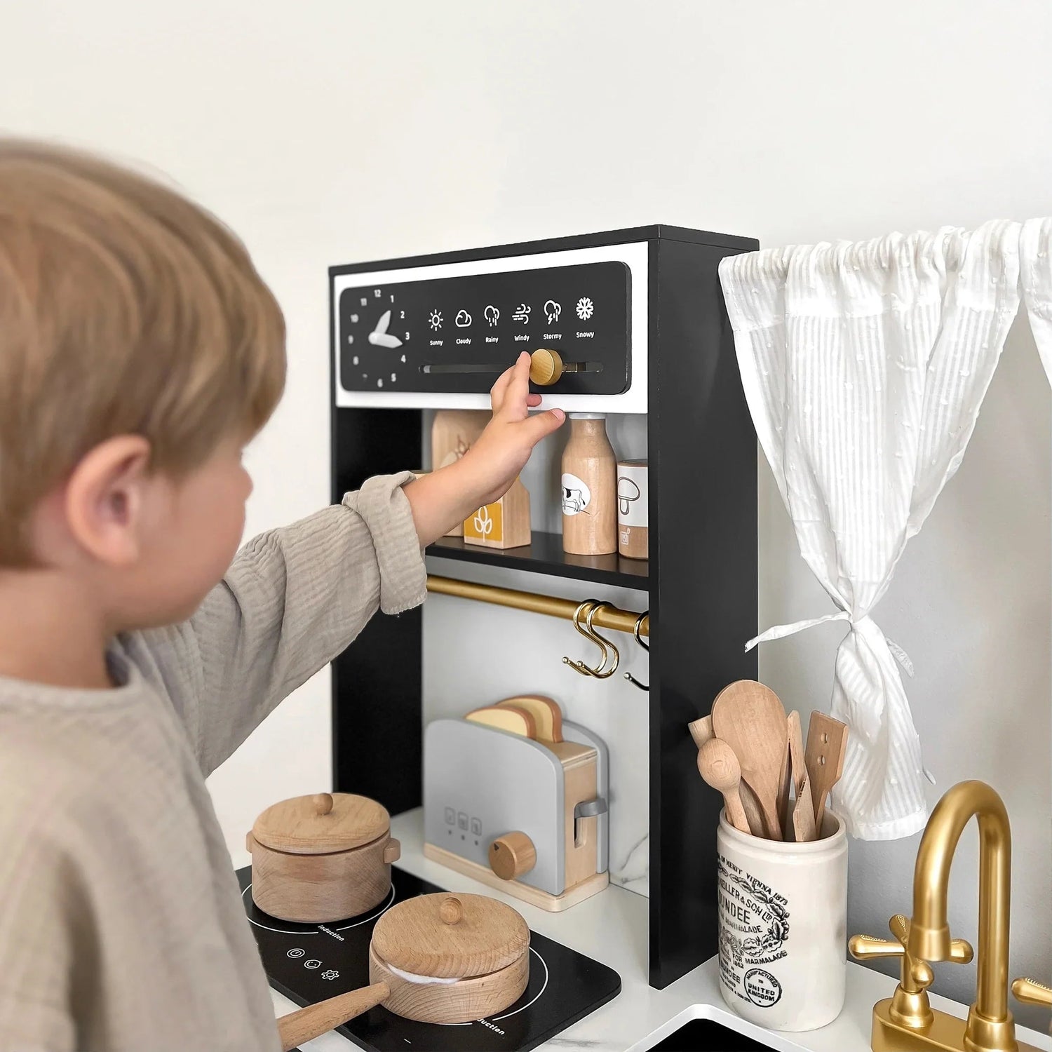 Tiny Land® Iconic Kitchen - Black - Tenth &amp; Pine - Toy - 