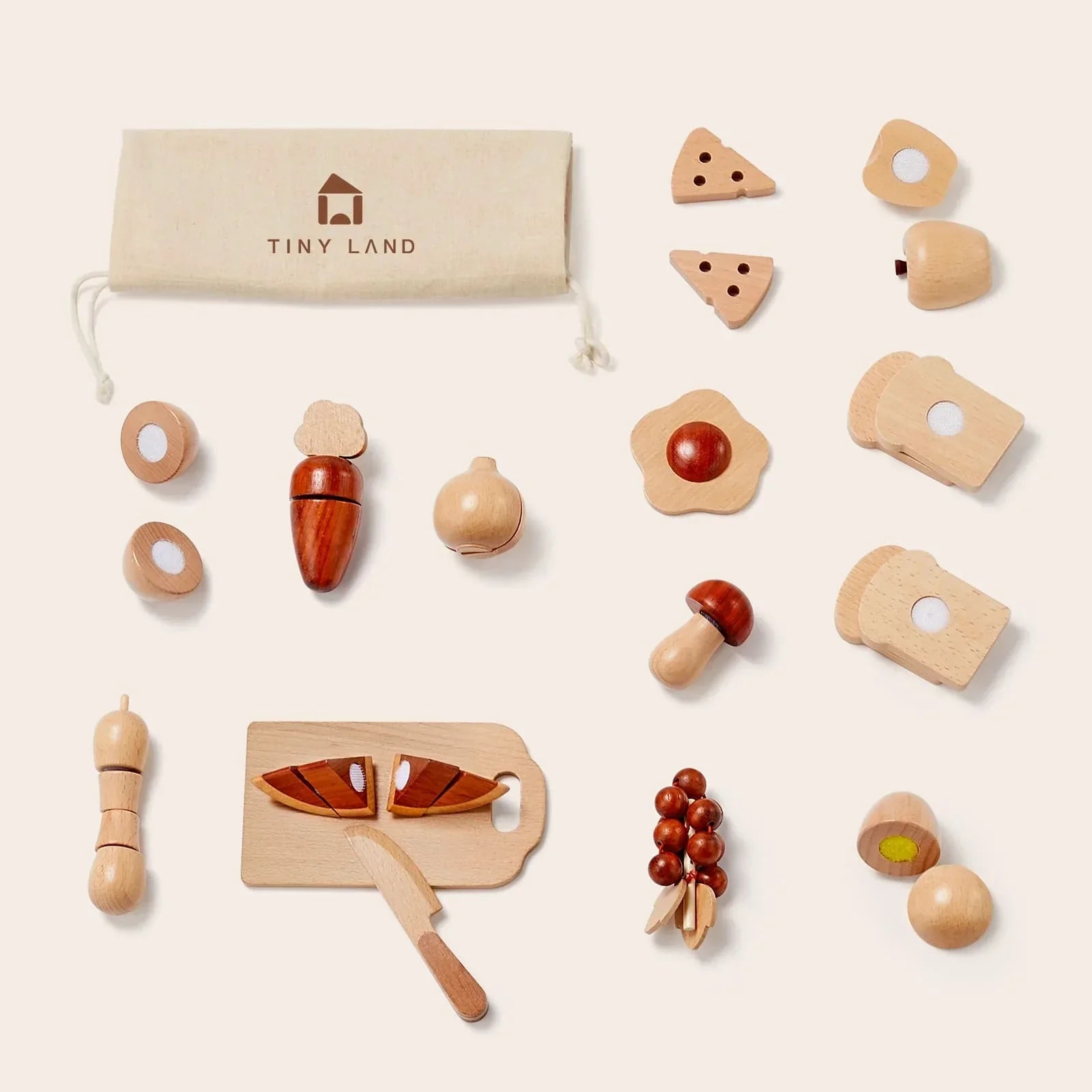 Tiny Land® Wooden Cut and Play Food Toys - Tenth &amp; Pine - Toy Cookware - 