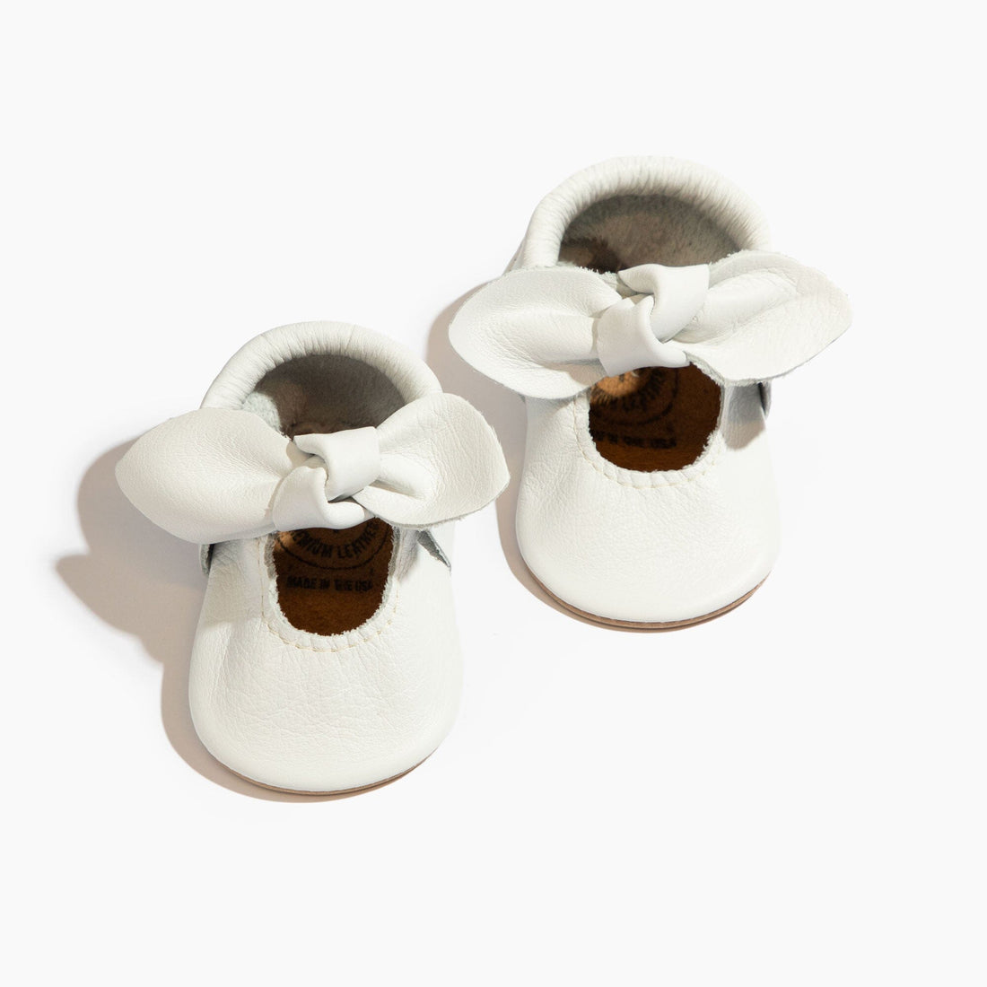 Toasted Bright White Knotted Bow Baby Shoe - Tenth &amp; Pine - Knotted Bow Mocc - Soft Sole - 1