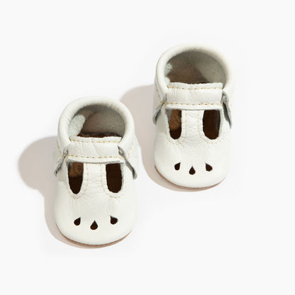 Toasted Bright White Mary Jane Baby Shoe - Tenth &amp; Pine - Mary Jane - Soft Sole - 1