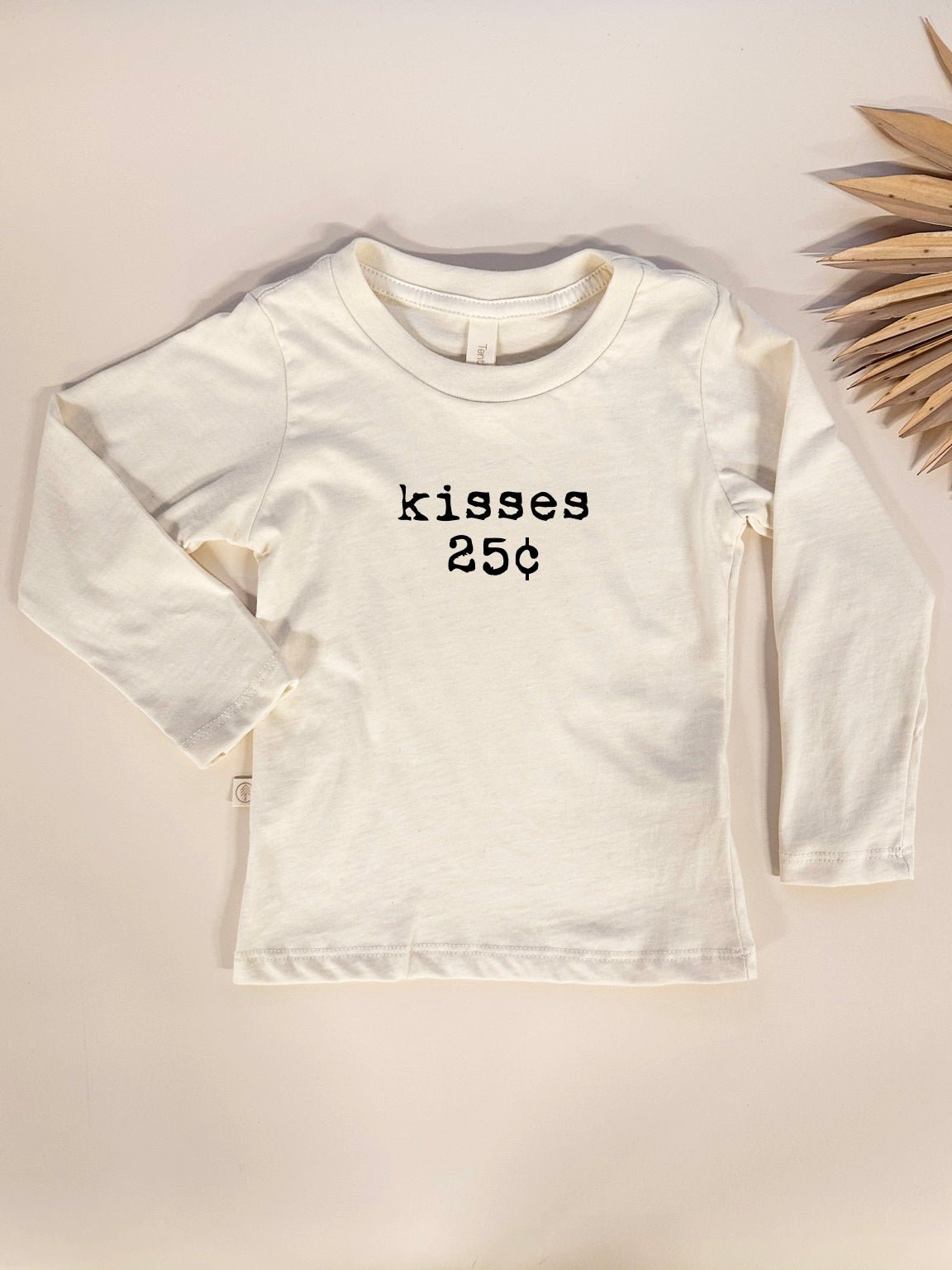 Toddler Kisses 25c Graphic Long Sleeve Organic Cotton T-shirt - Tenth &amp; Pine - Long Sleeve Tee